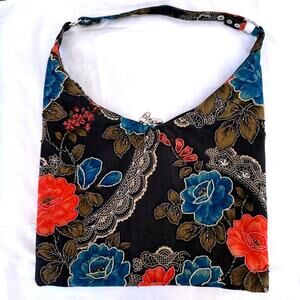 Vintage Beaded Floral Pattern Mini Tote bag with Zipper Closure